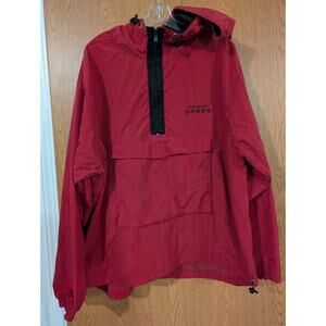 90s FIVE STAR Lightweight Windbreaker Pullover Red Maroon Hood Jacket Size XL